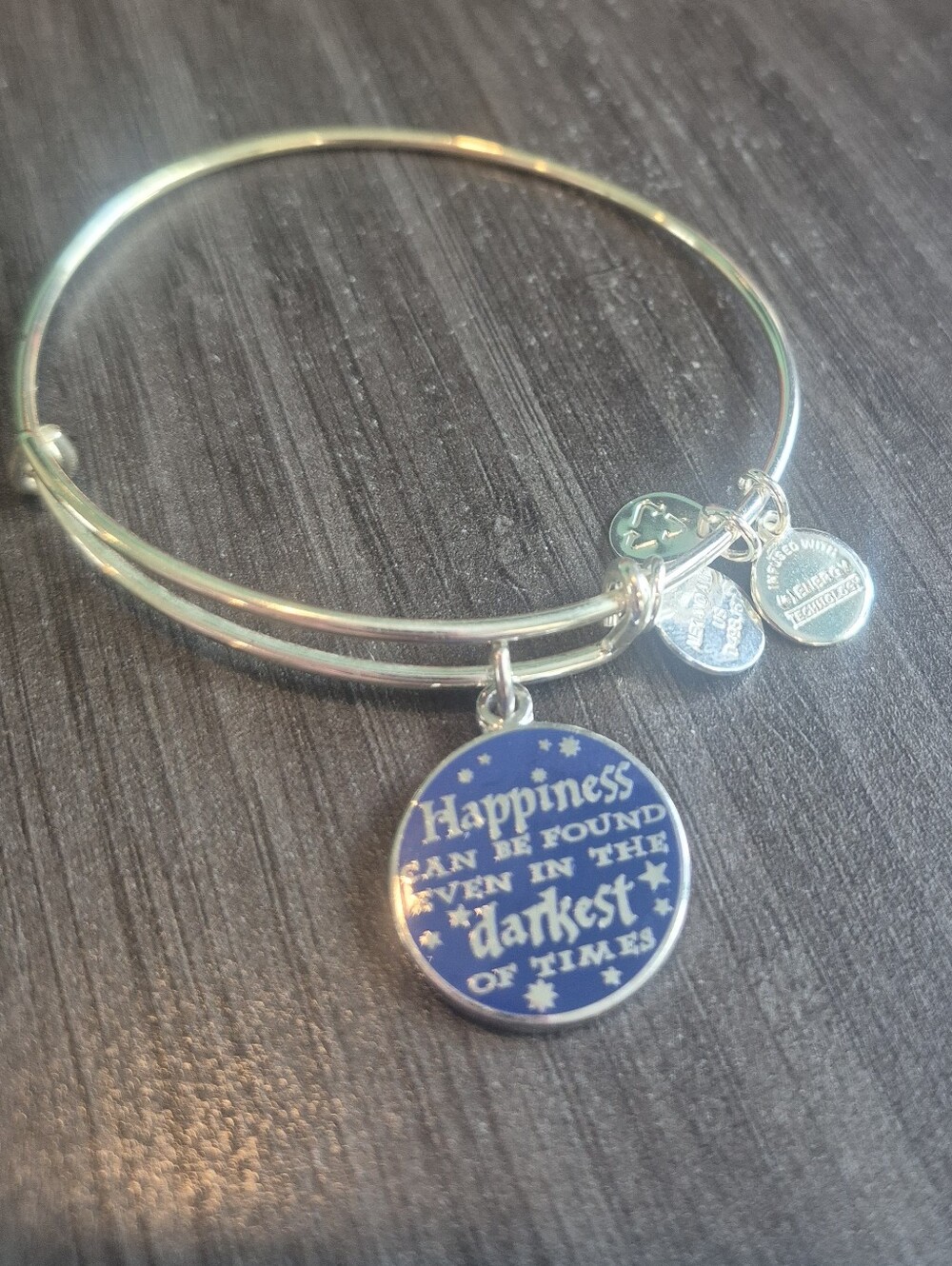 Alex And Ani Harry Potter Silver-Tone  Charm Bangle Bracelet with Quote Charm